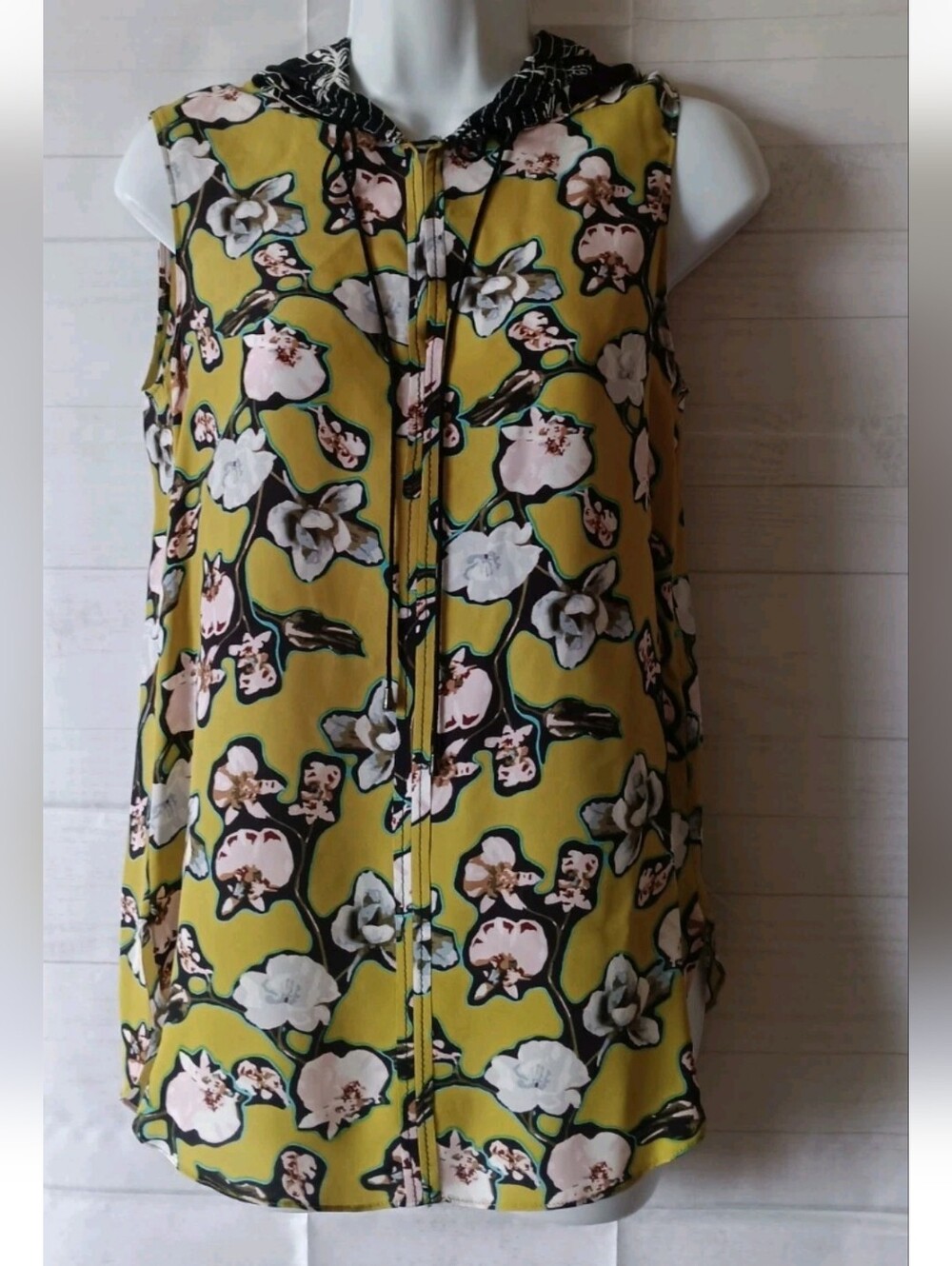 Dorthee Schumacker Silk Blend Floral Zip Front Hooded Top  255.00